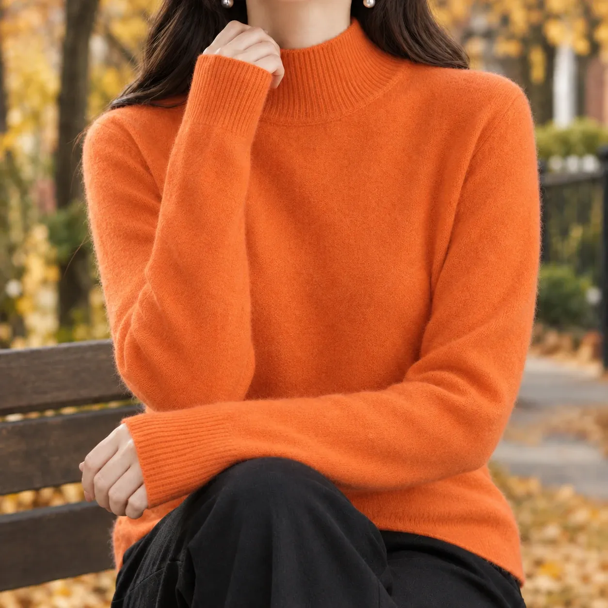 Ludovica-Belle Mock Neck Sweater in Orange