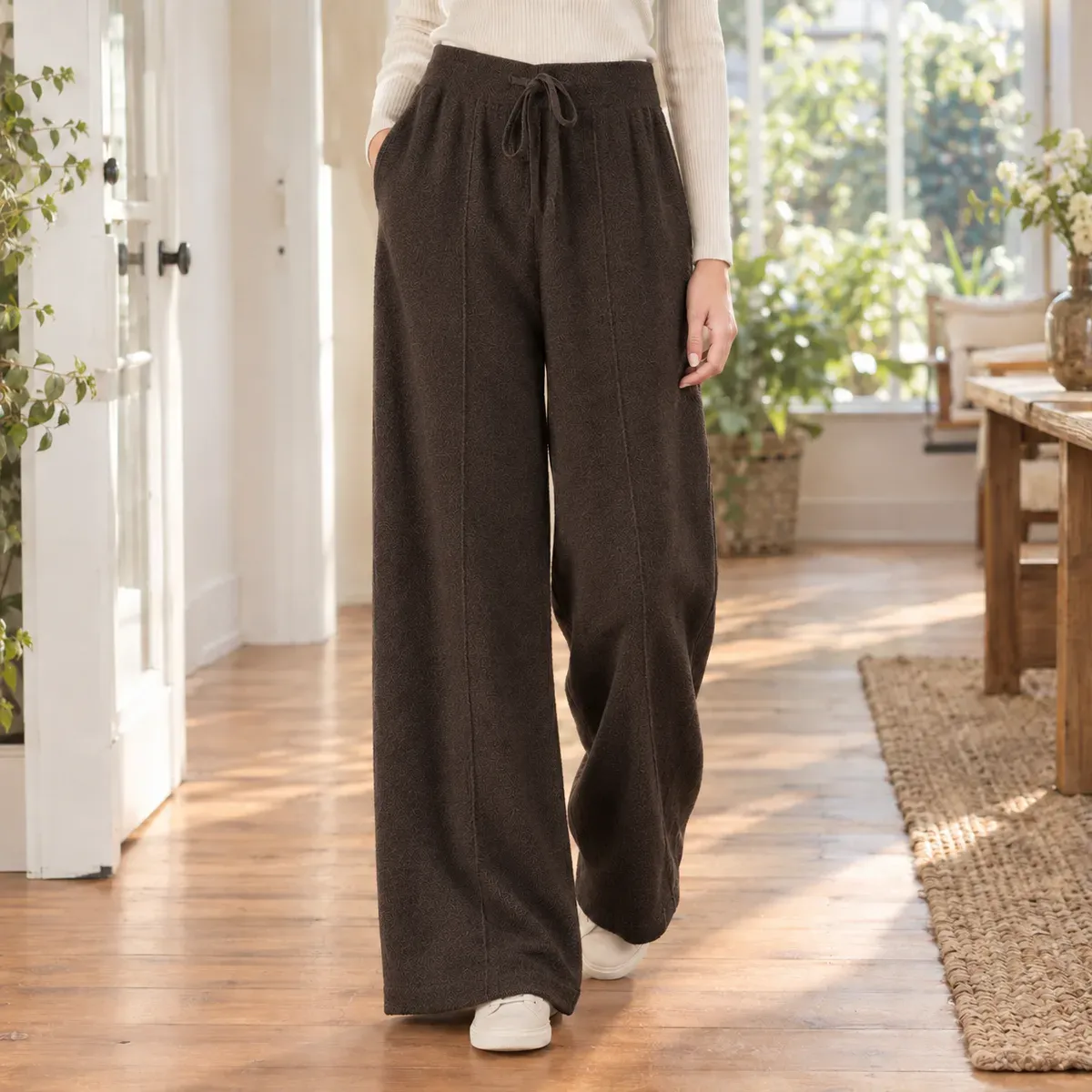 Rebekah Wide Leg Pants in Mocha Brown