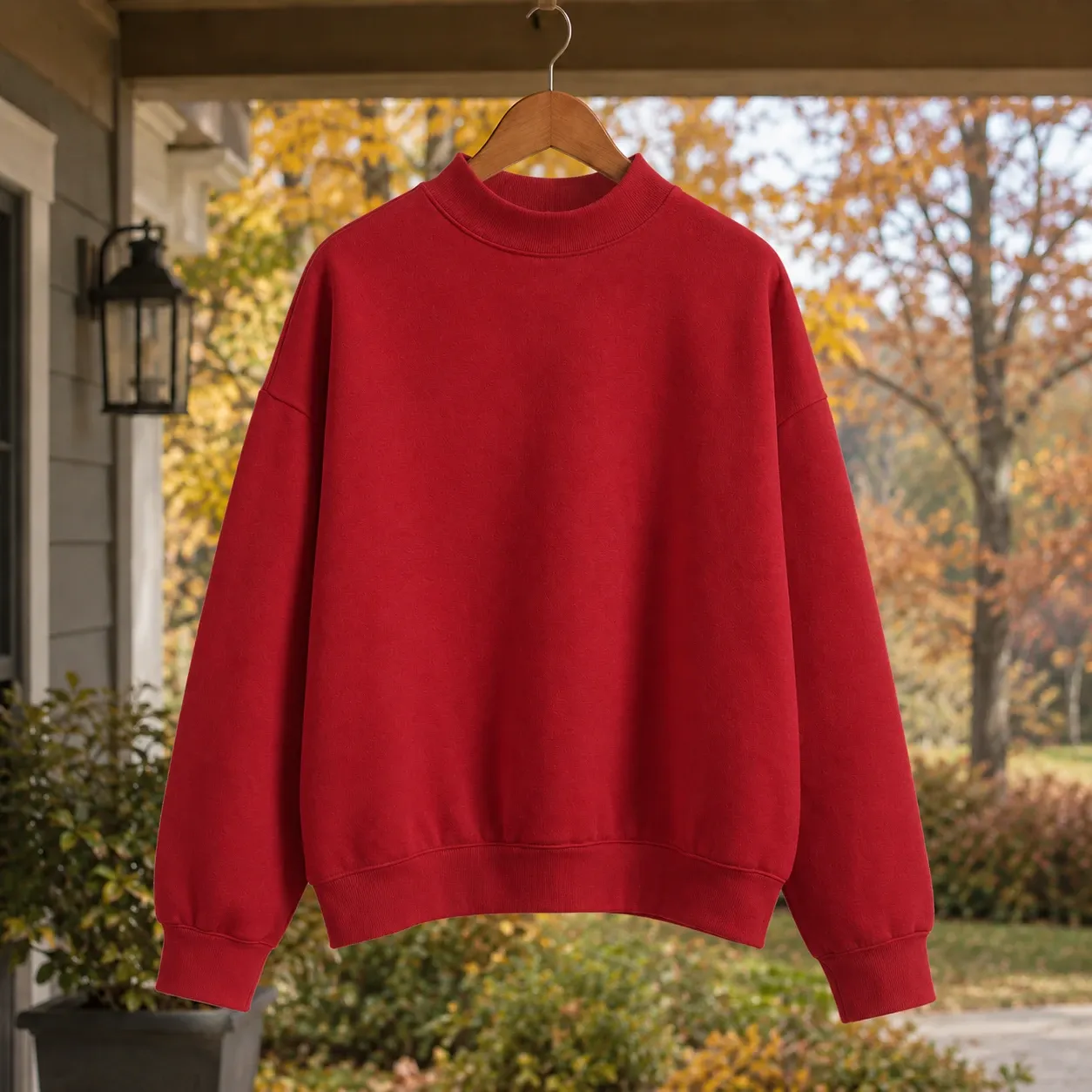 Magdalena Mock Neck Sweater in Red