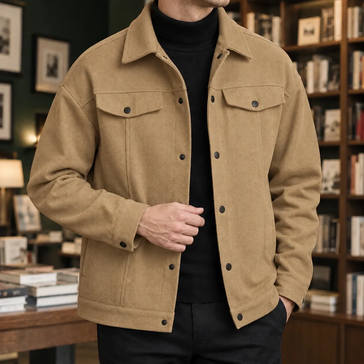 Calvin-Miles Utility Jacket in Tan