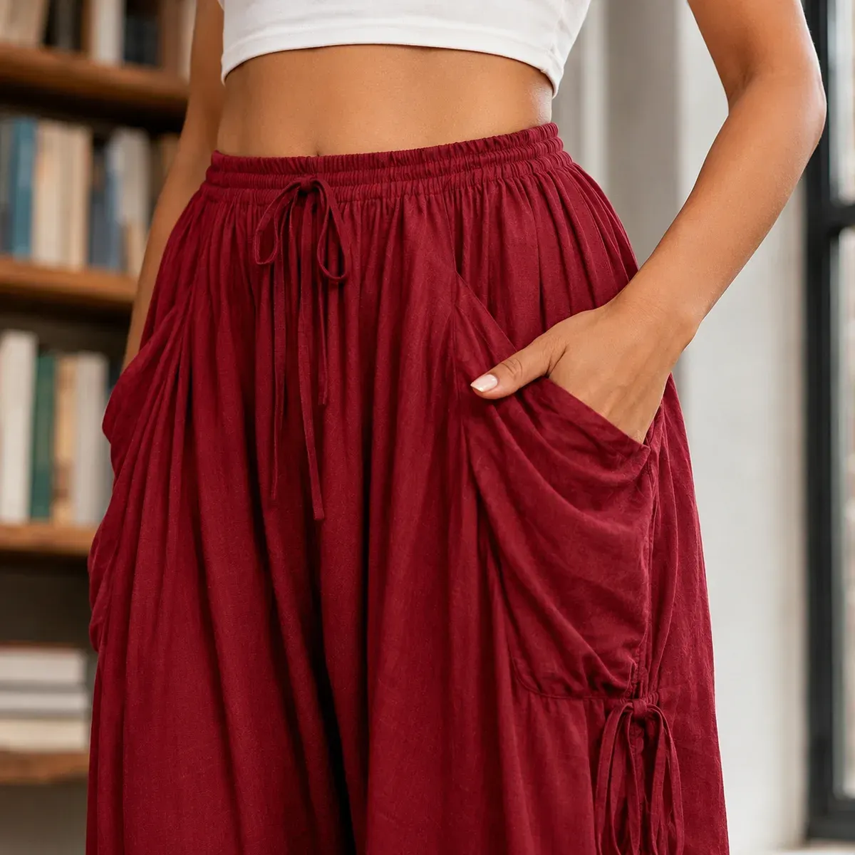Caroline Ruched Harem Pants — detail
