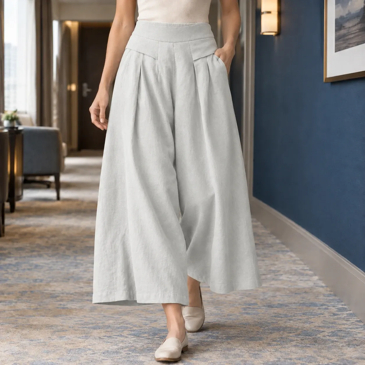 Jacinta-Claire Wide Leg Pants in White