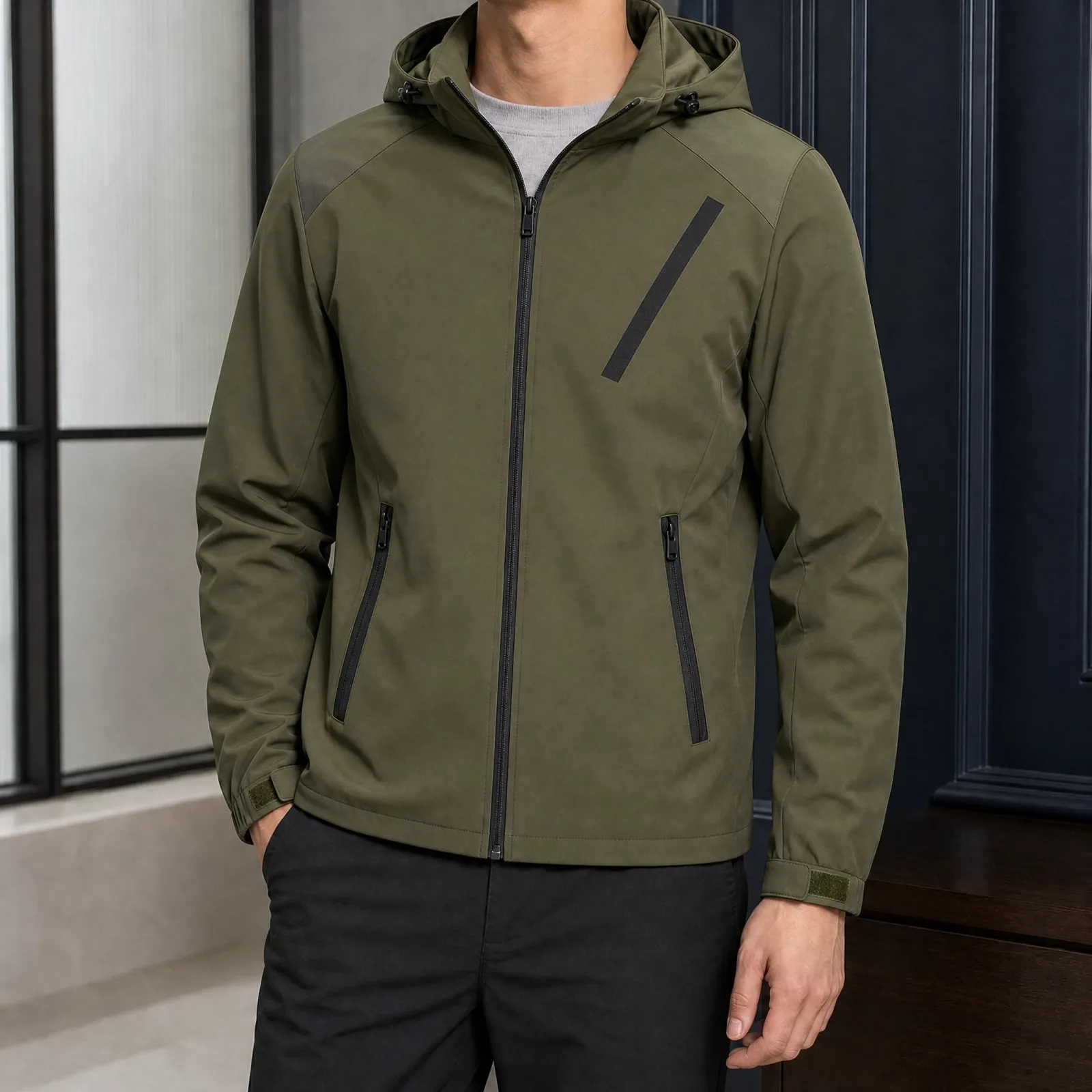 Sterling Hooded Jacket in Army Green