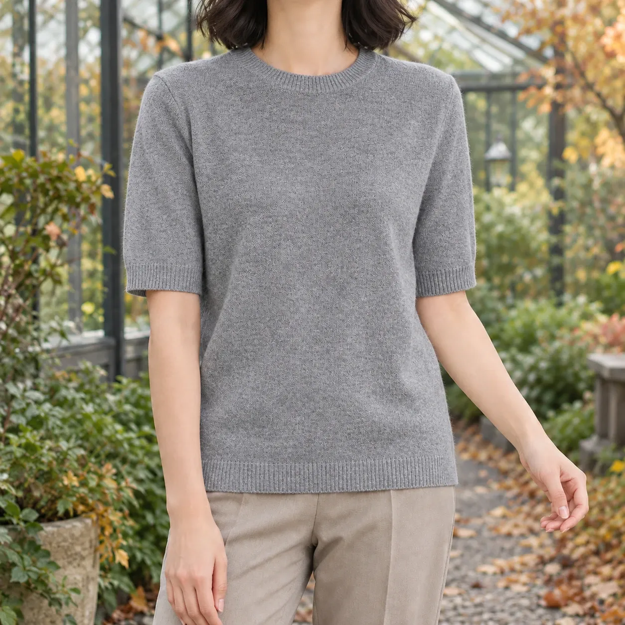 Valentina Crew Neck Sweater in Gray