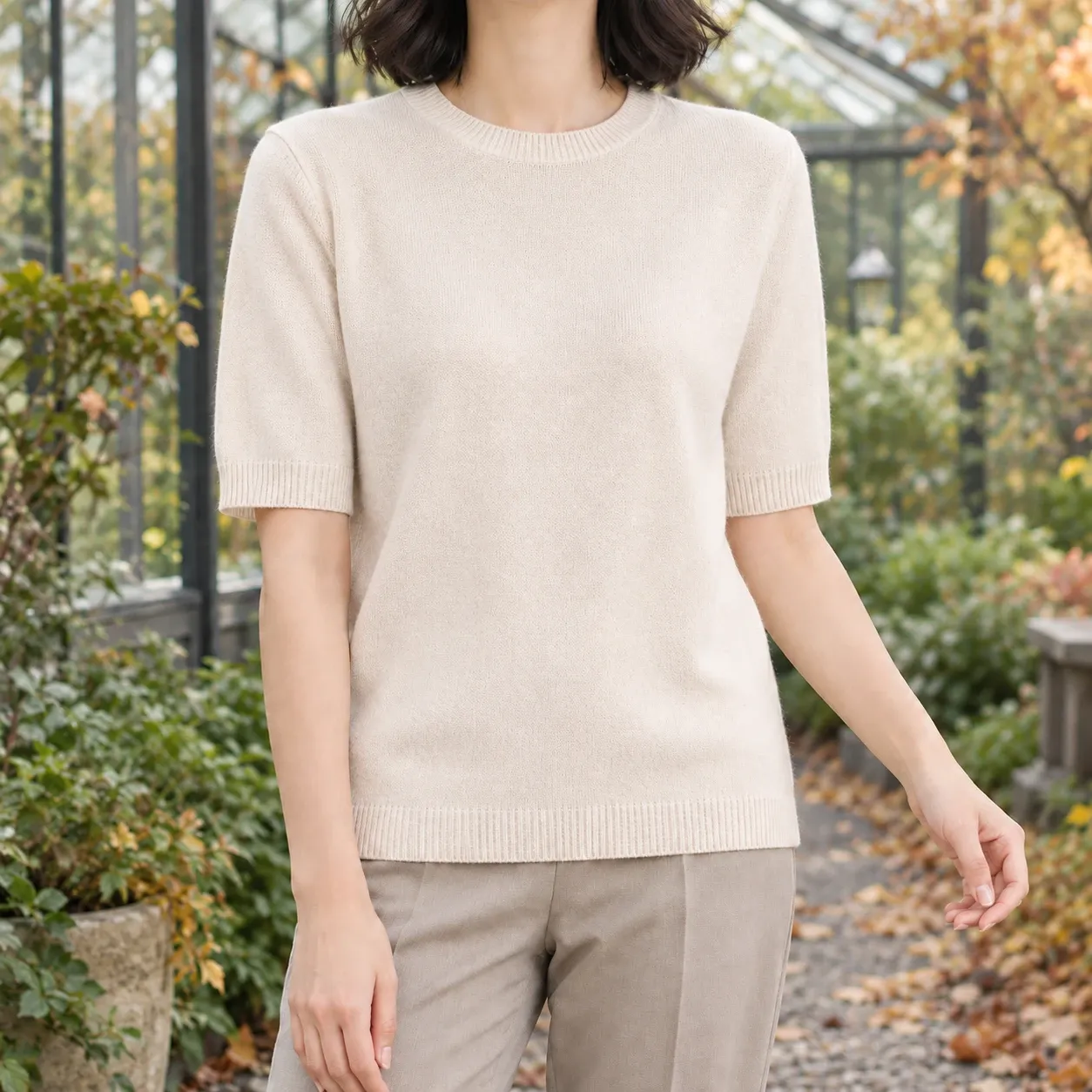 Valentina Crew Neck Sweater in Beige