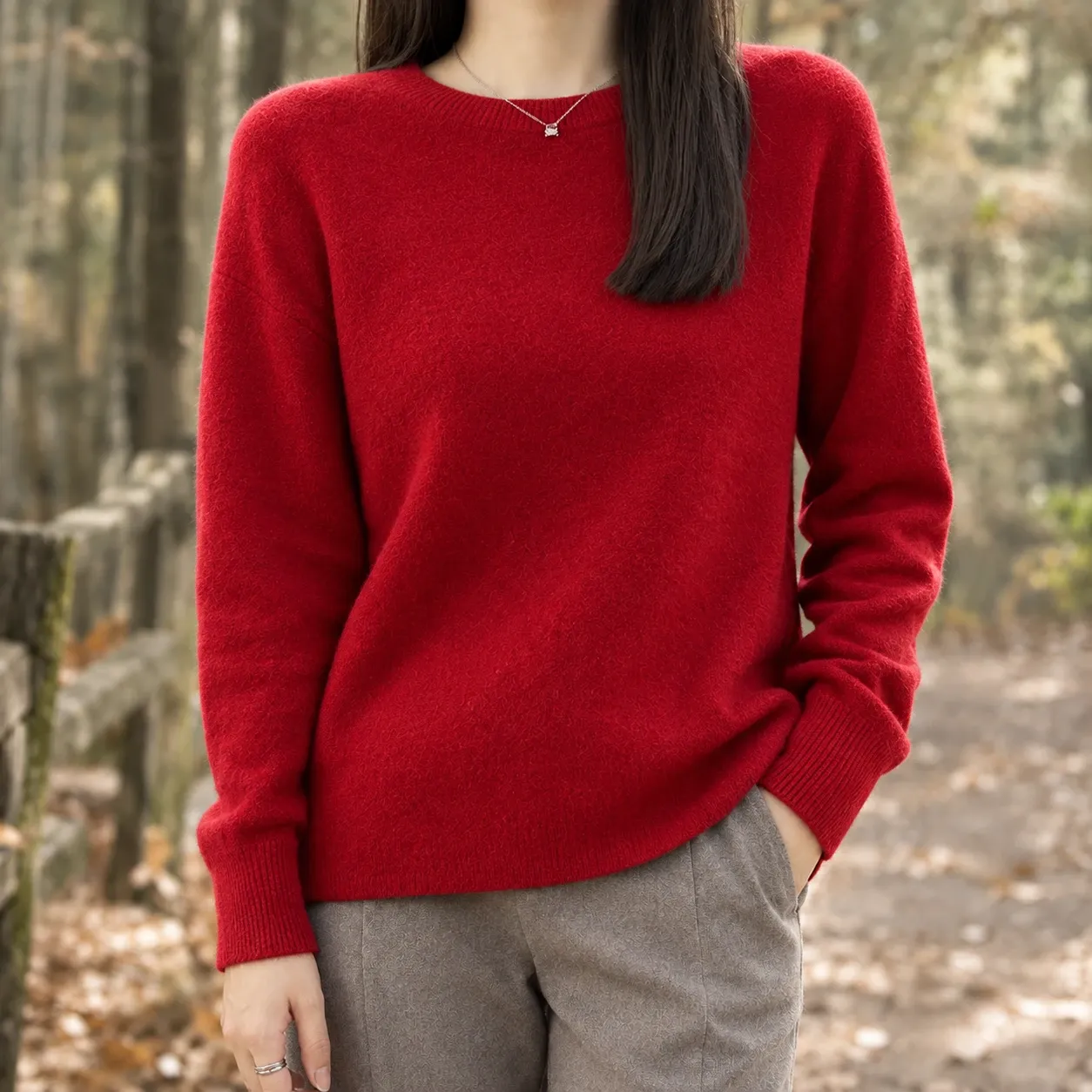 Annabel-Faye Crew Neck Sweater in Cherry Red