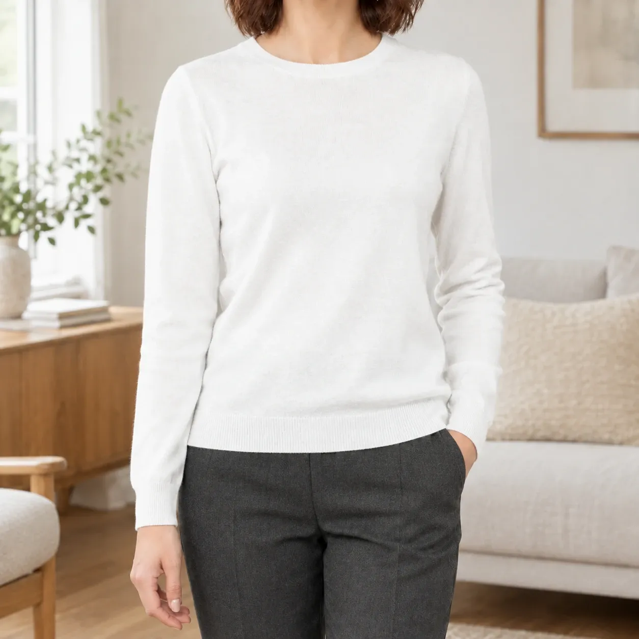 Giulia Crewneck Sweater in White