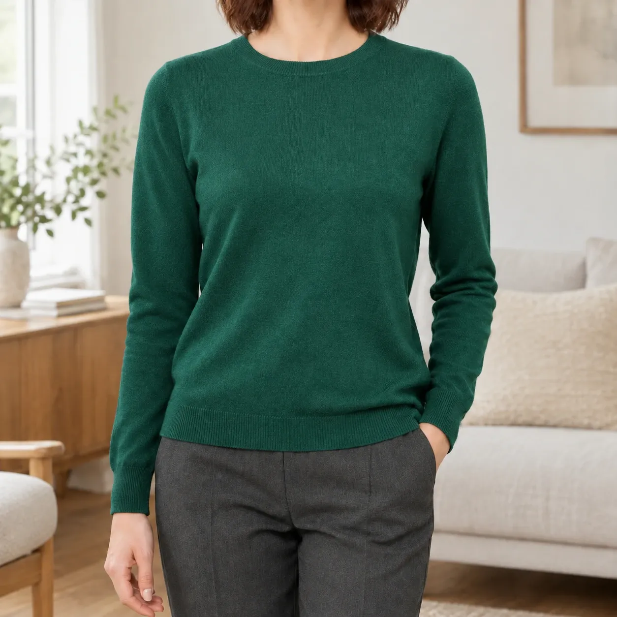 Giulia Crewneck Sweater in Dark Green