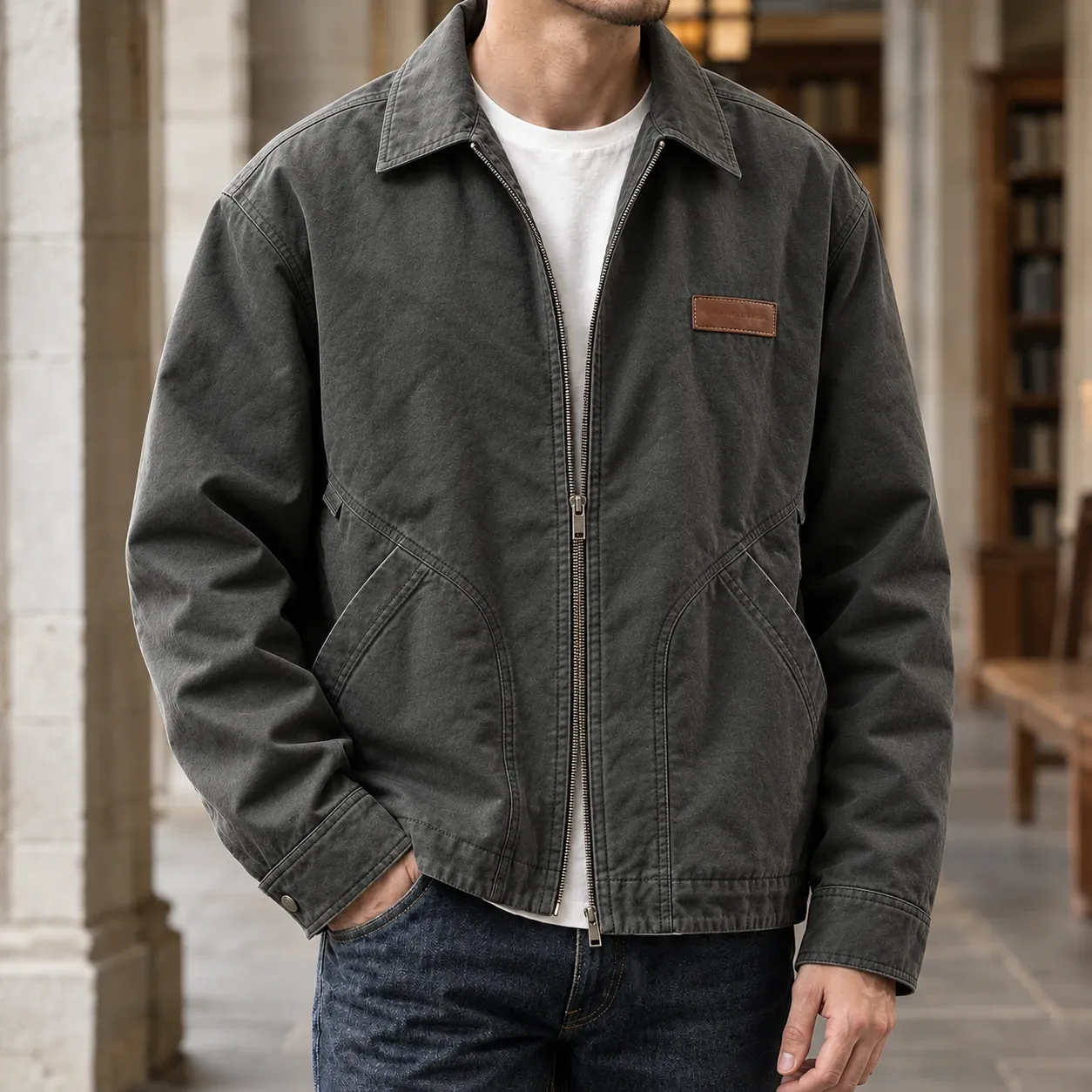 Anthony-Lane Workwear Jacket in Dark Gray Quilted