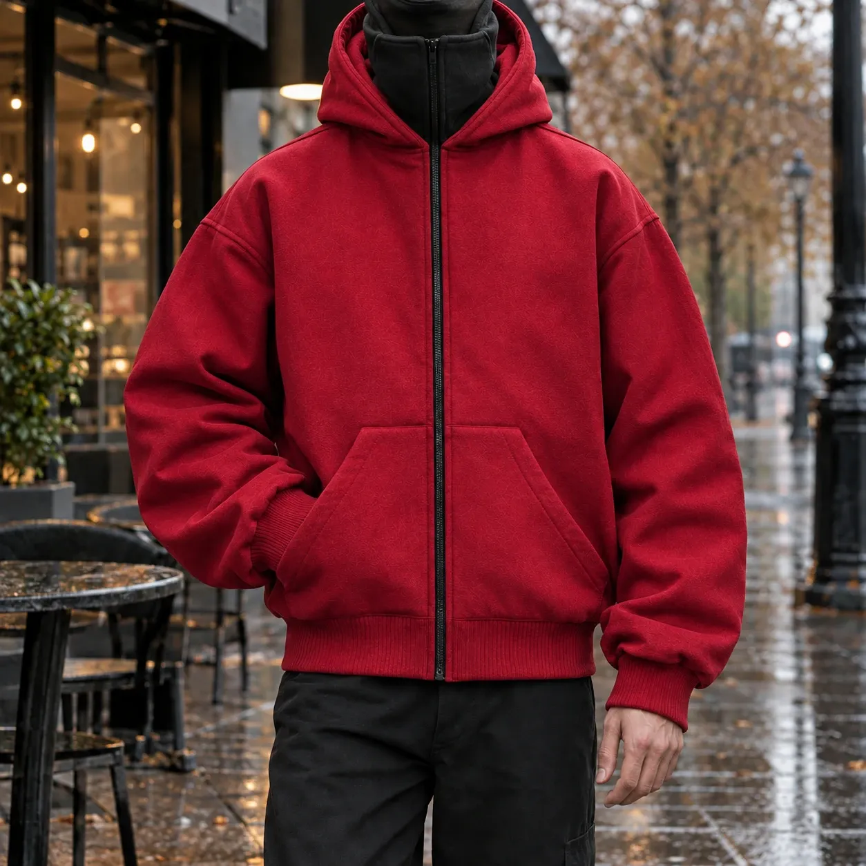 Philip-Cole Masked Zip Jacket in Red