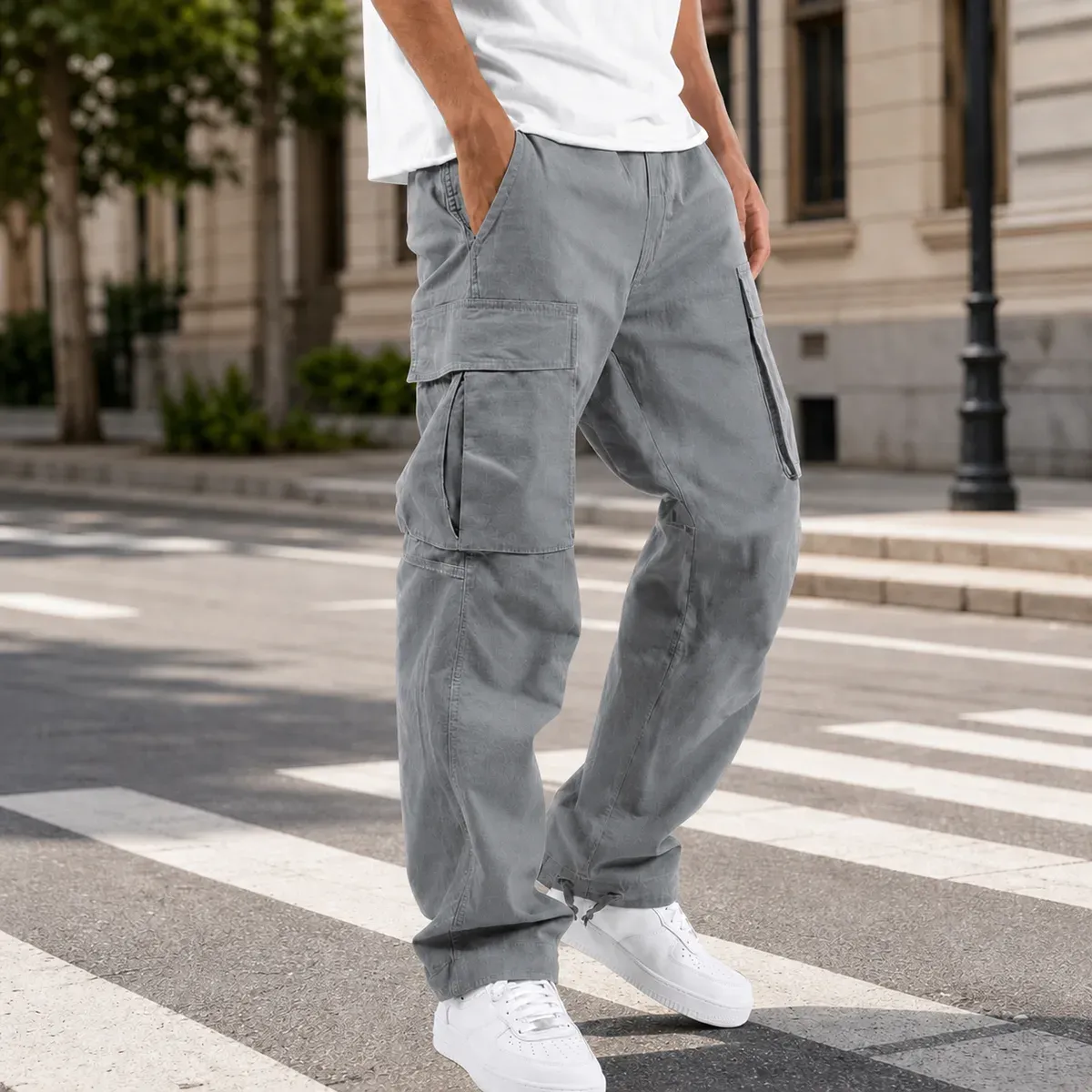 Percival Relaxed Cargo Pants in Gray