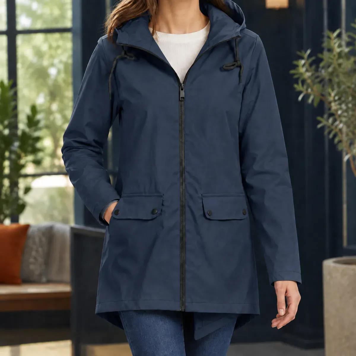 Morwenna Hooded Jacket in Navy Blue