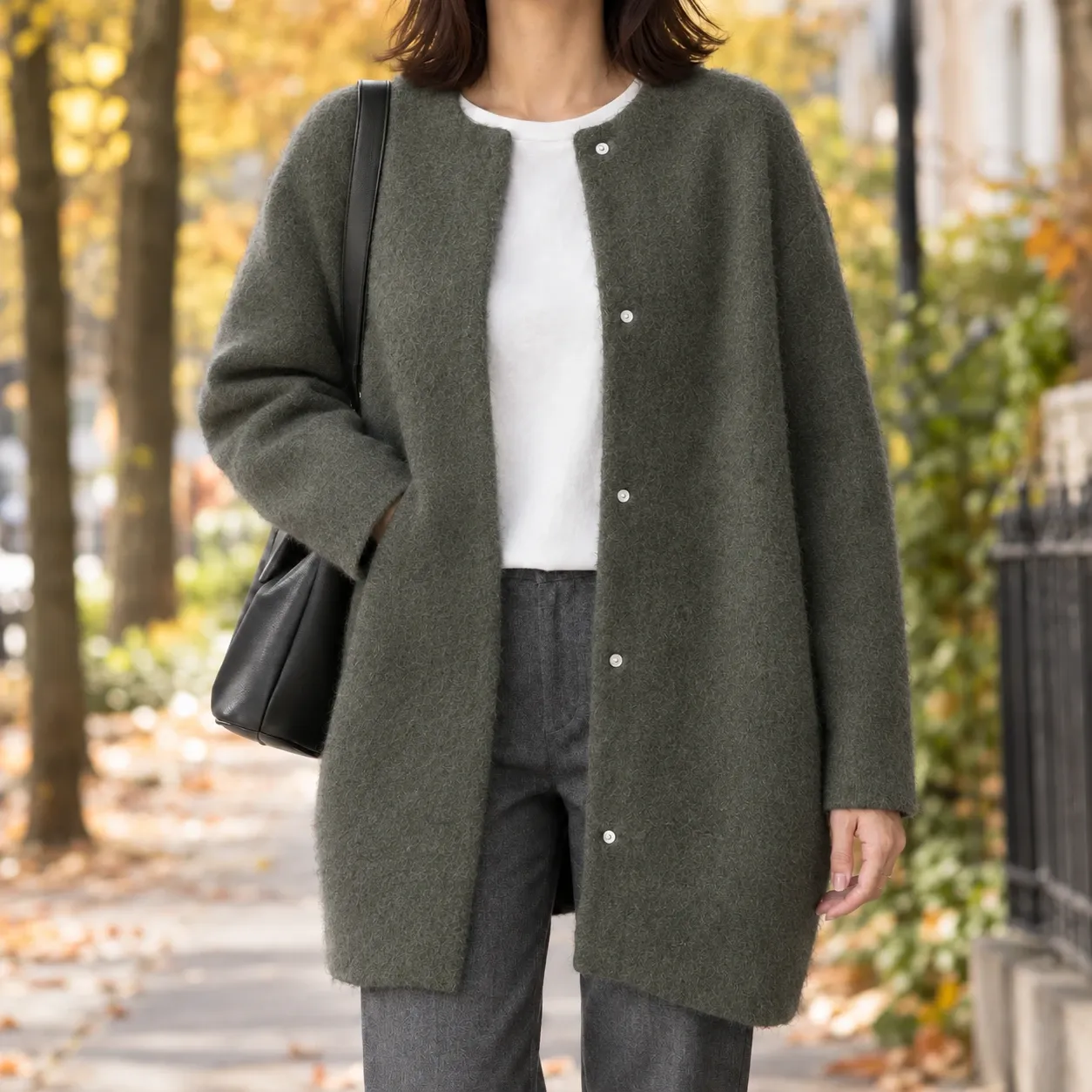 Gemma-Jane Cotton Cardigan in Olive Green