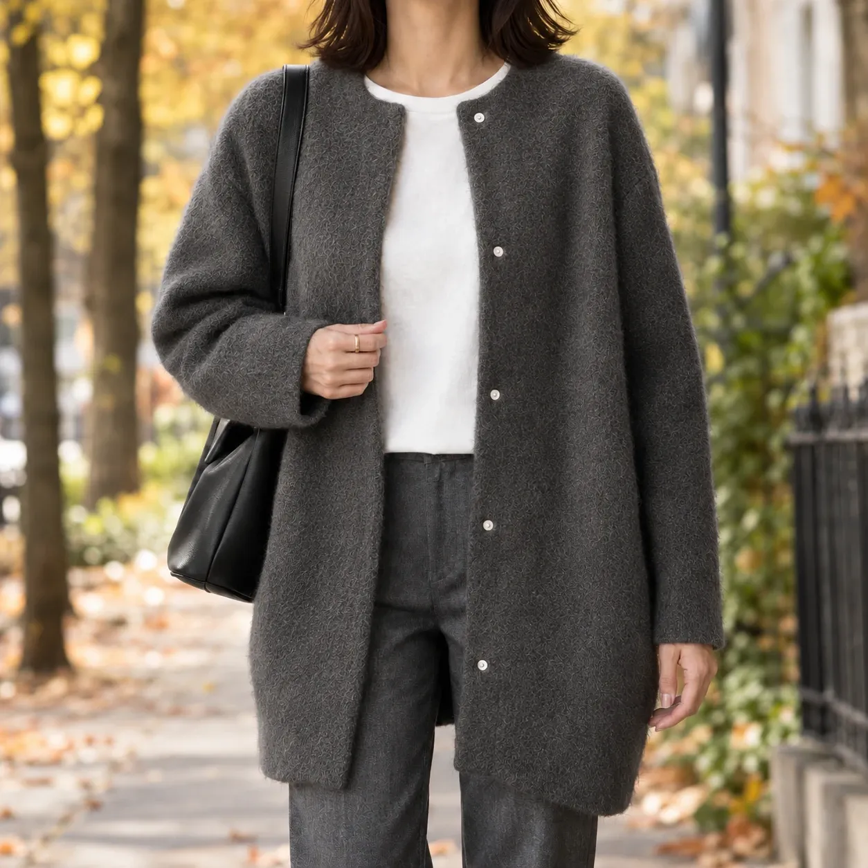 Gemma-Jane Cotton Cardigan in Dark Gray