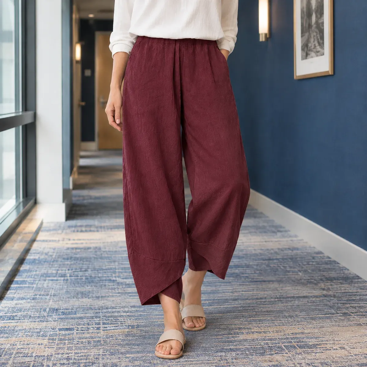 Heloise Relaxed Pants in Burgundy