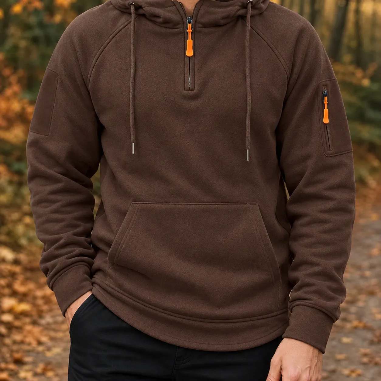 Frank Quarter Zip Sweater in Reddish Brown