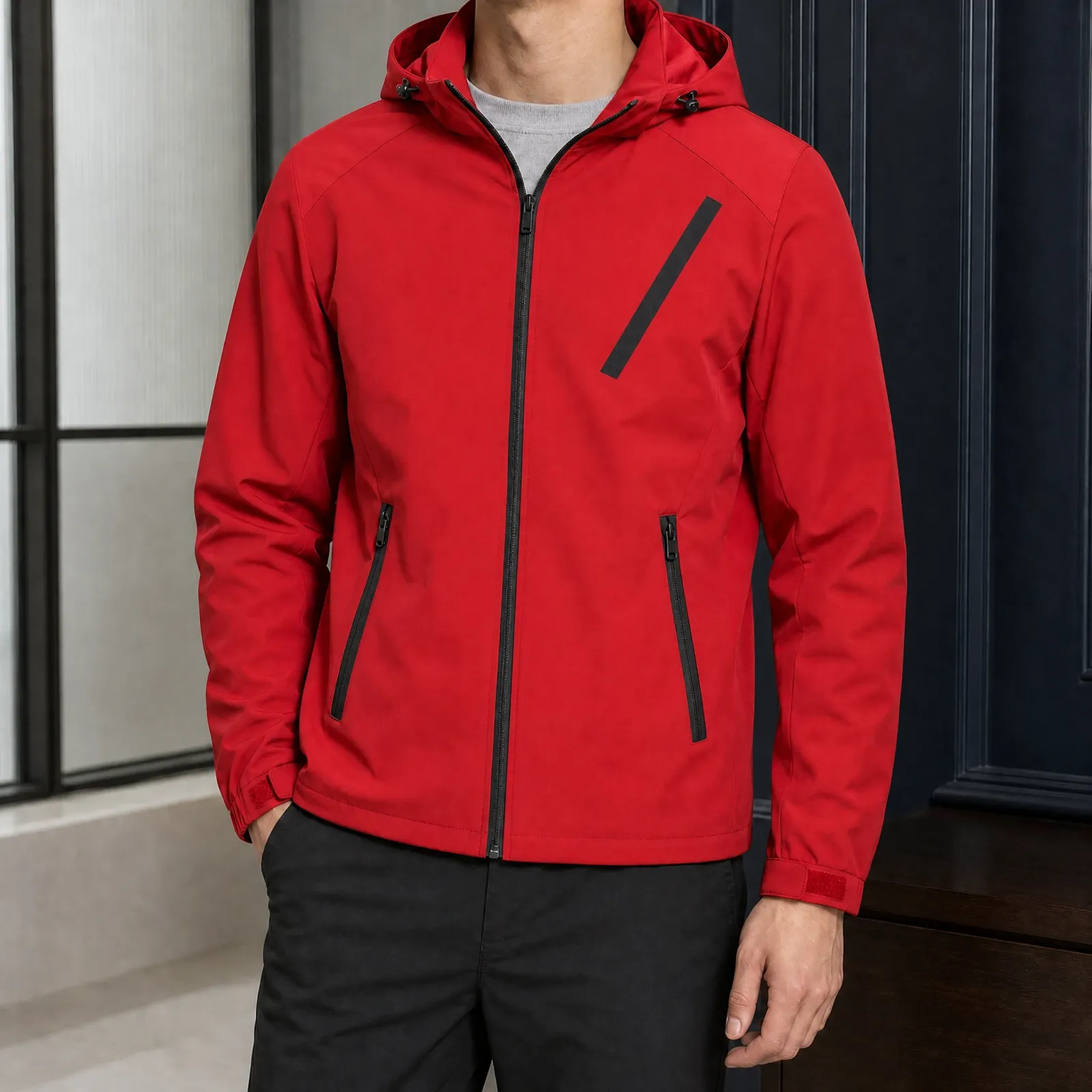 Sterling Hooded Jacket in Red