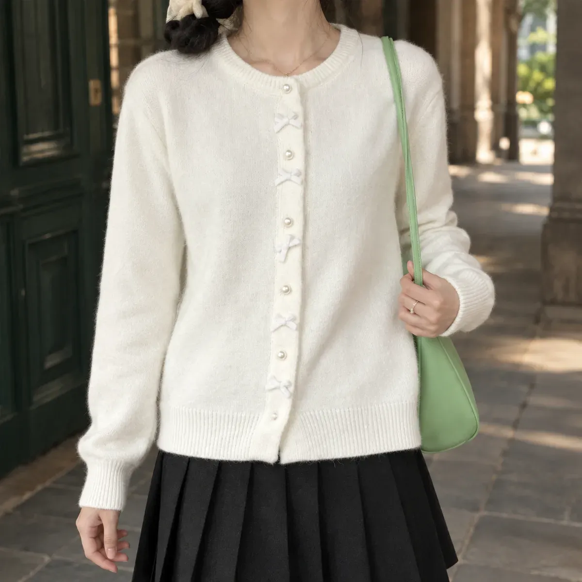 Grace-Eve Bow Cardigan — gallery photograph 1