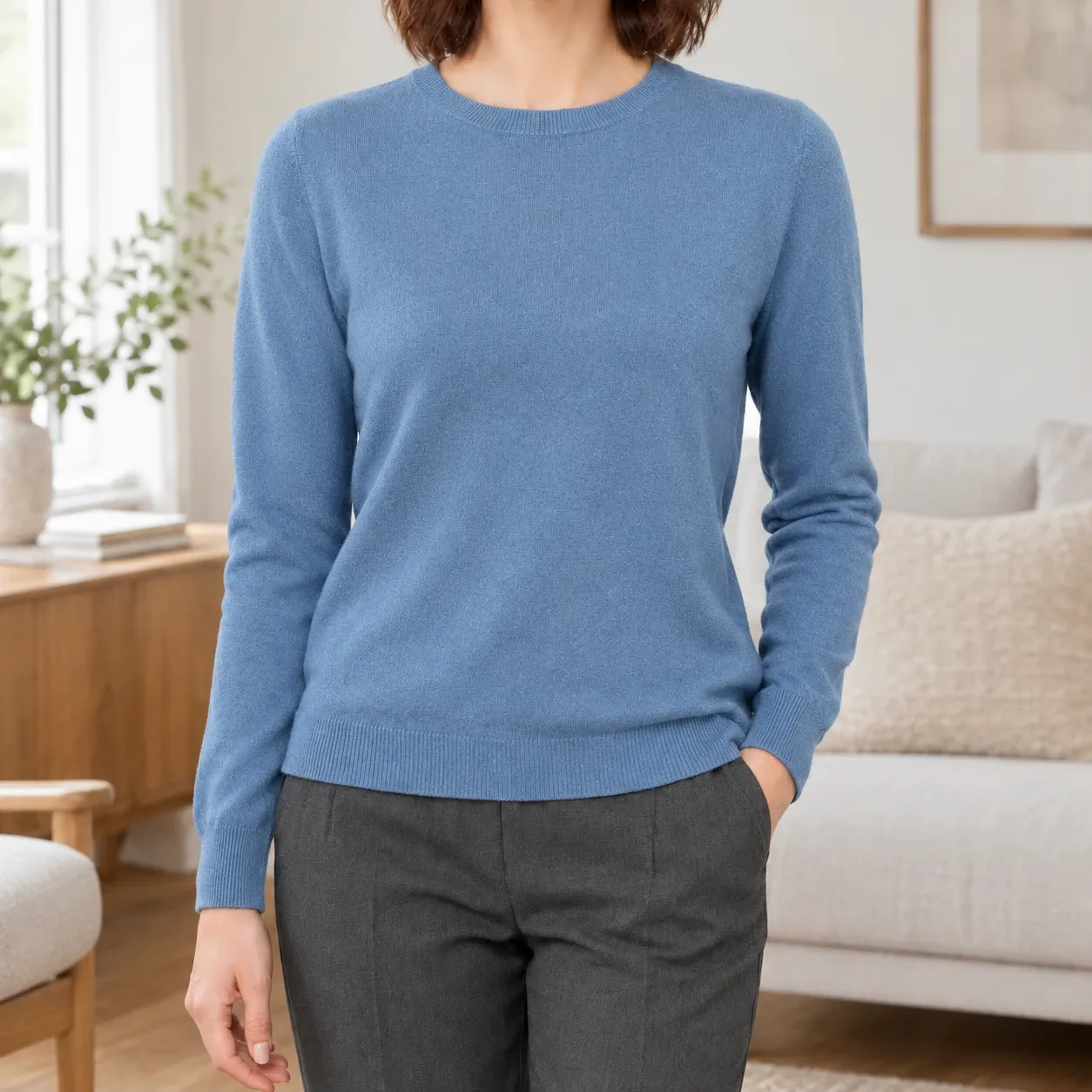 Giulia Crewneck Sweater in Haze Blue
