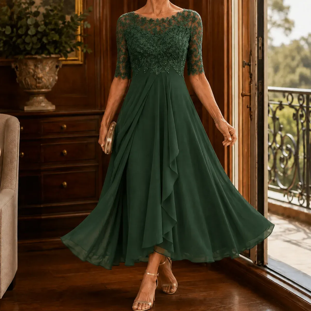 Tallulah Lace Maxi Dress in Green