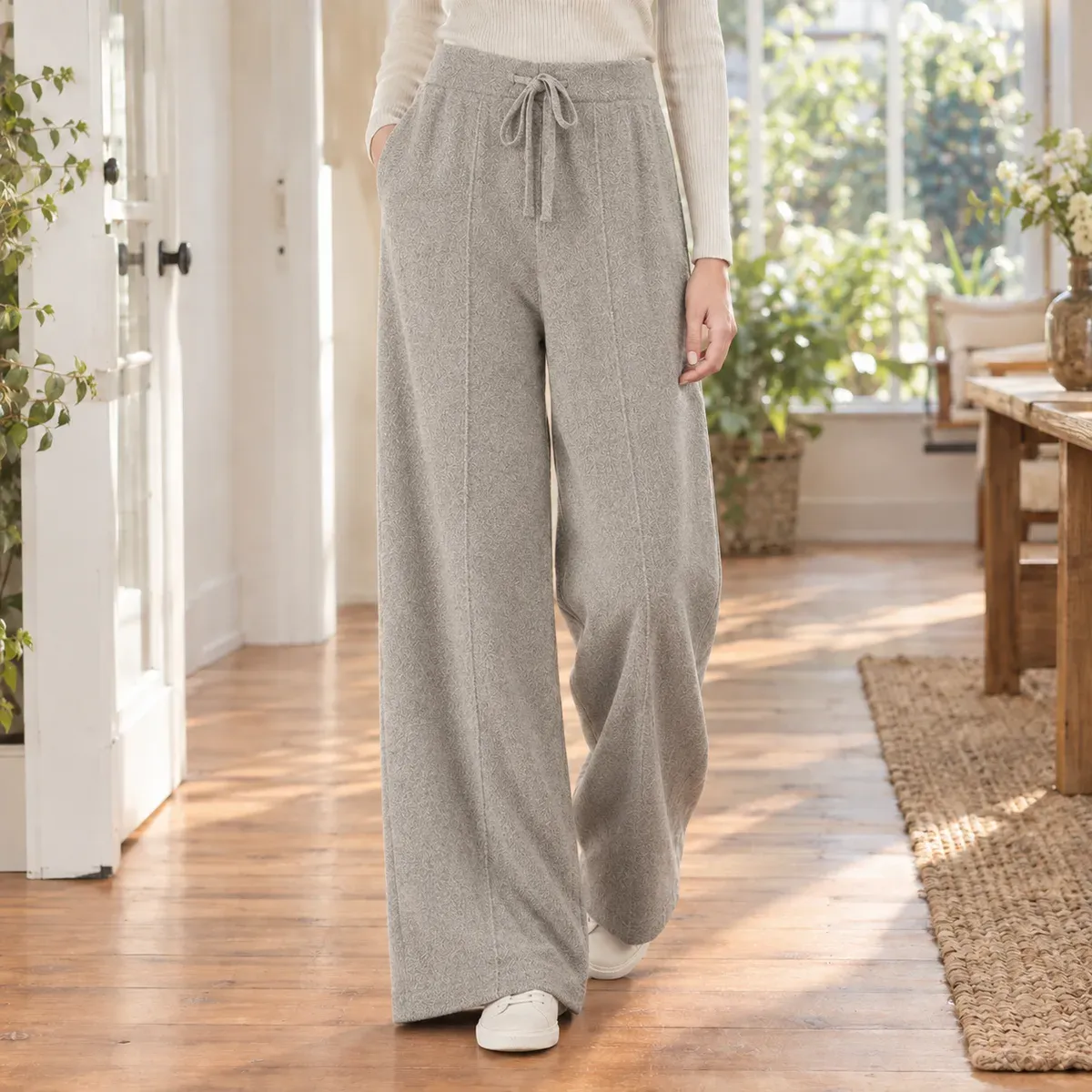 Rebekah Wide Leg Pants in Light Gray