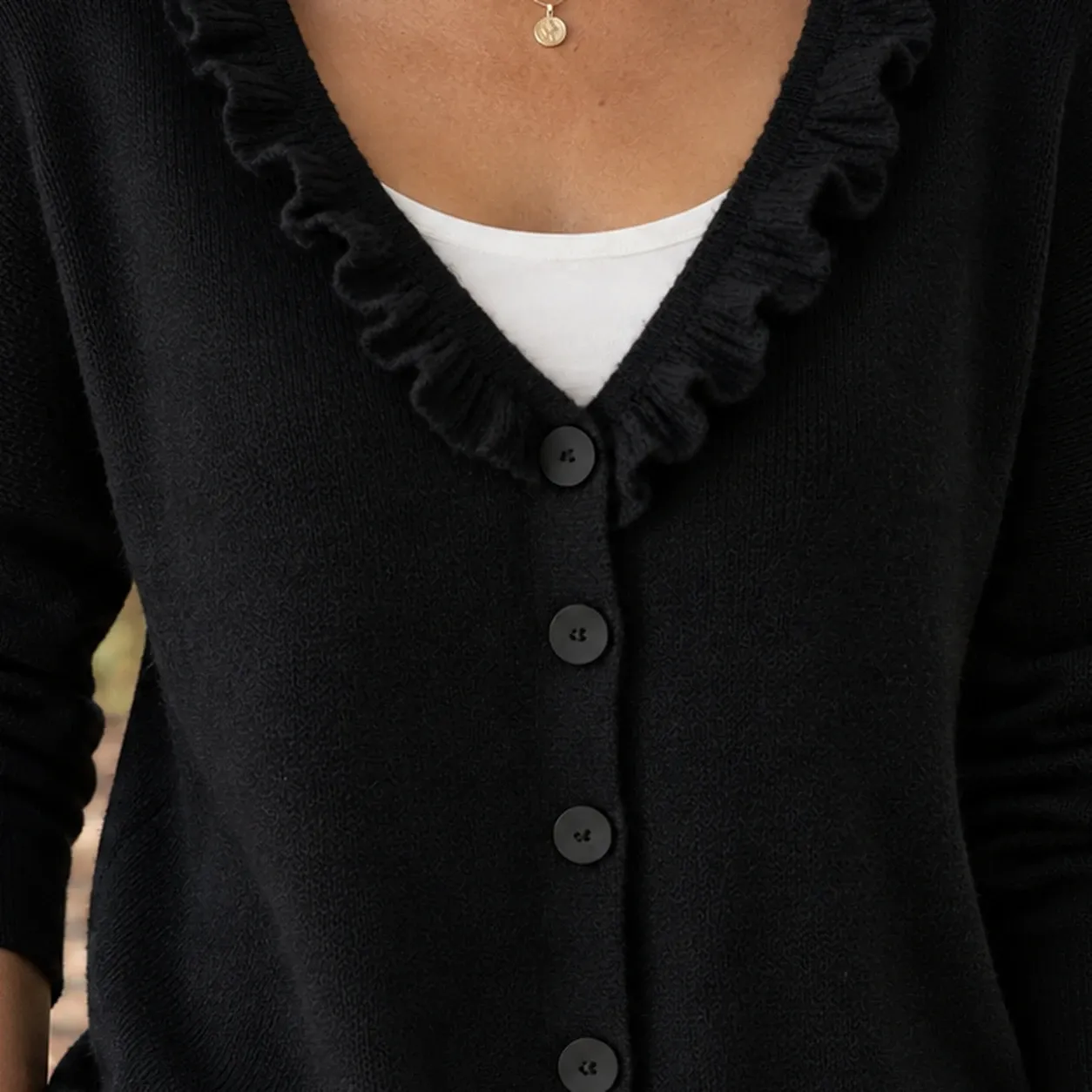 Severine-Claire Ruffle Cardigan — source gallery photograph 2
