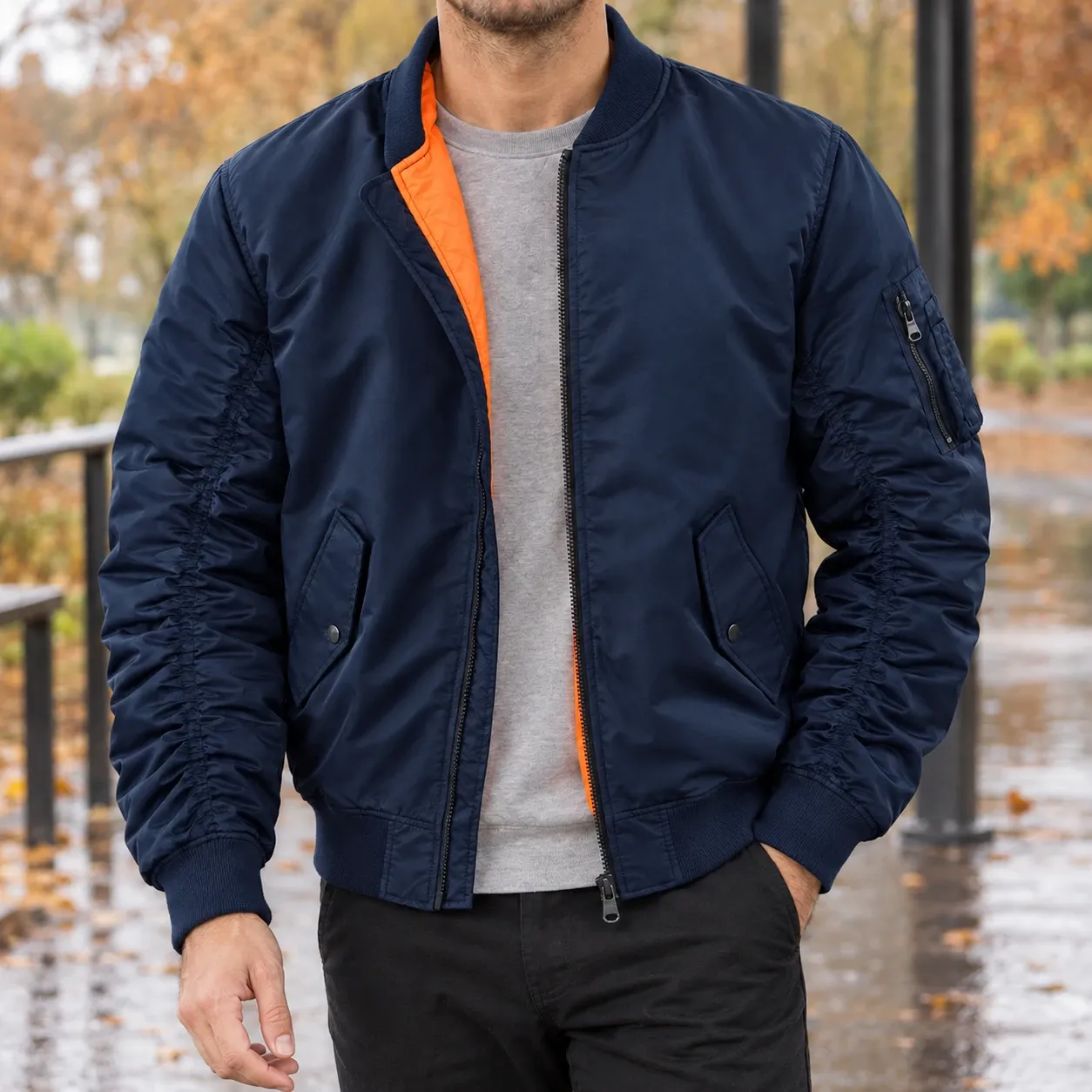 Sterling Bomber Jacket in Deep Blue