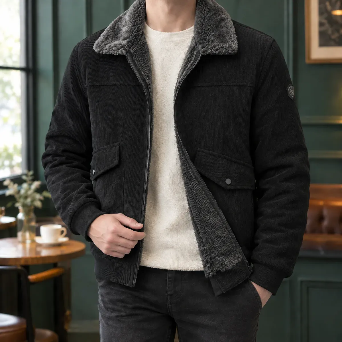 Erasmus Corduroy Jacket in Black