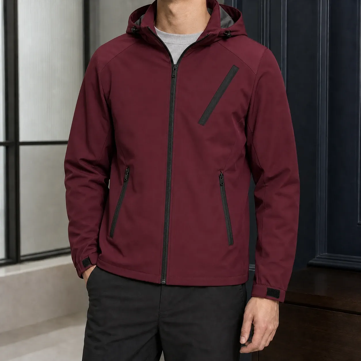 Sterling Hooded Jacket in Burgundy
