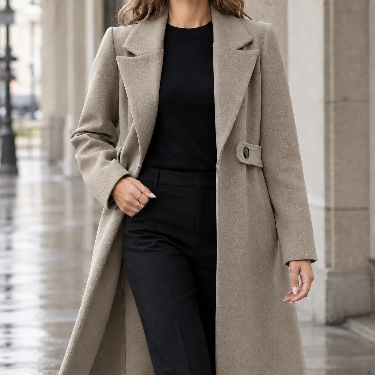 Valencia Tailored Coat in Taupe