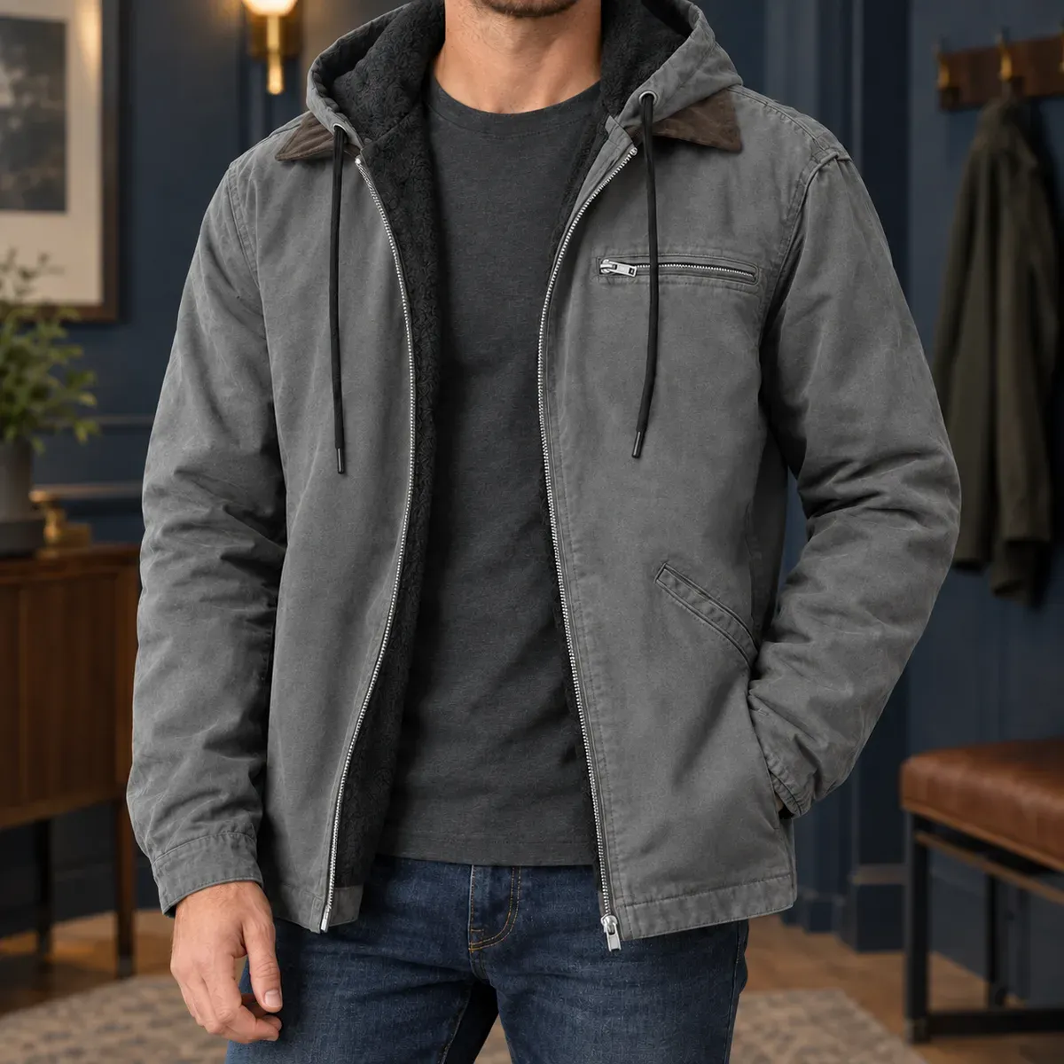 Fabian Hooded Jacket in Gray