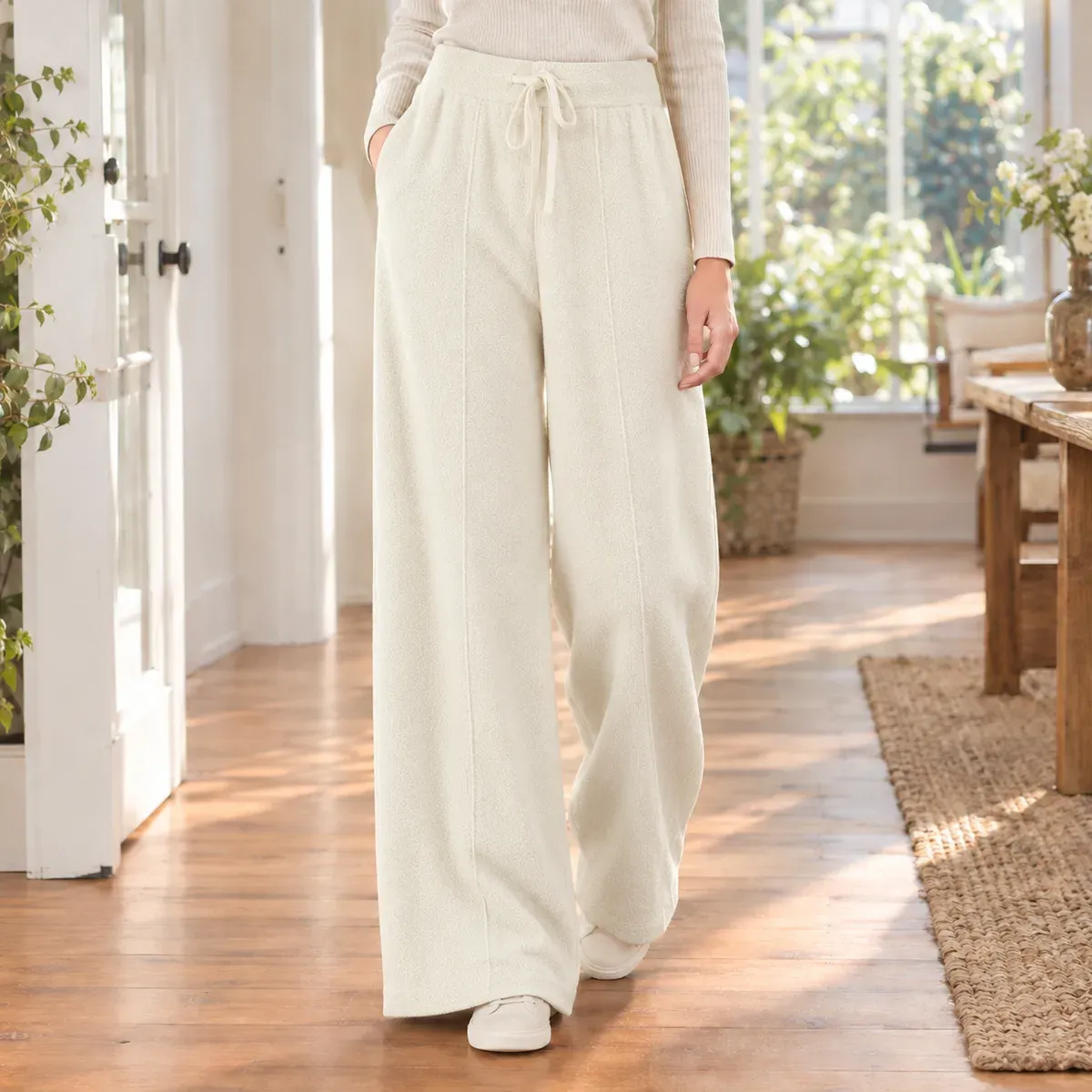 Rebekah Wide Leg Pants in Milk White
