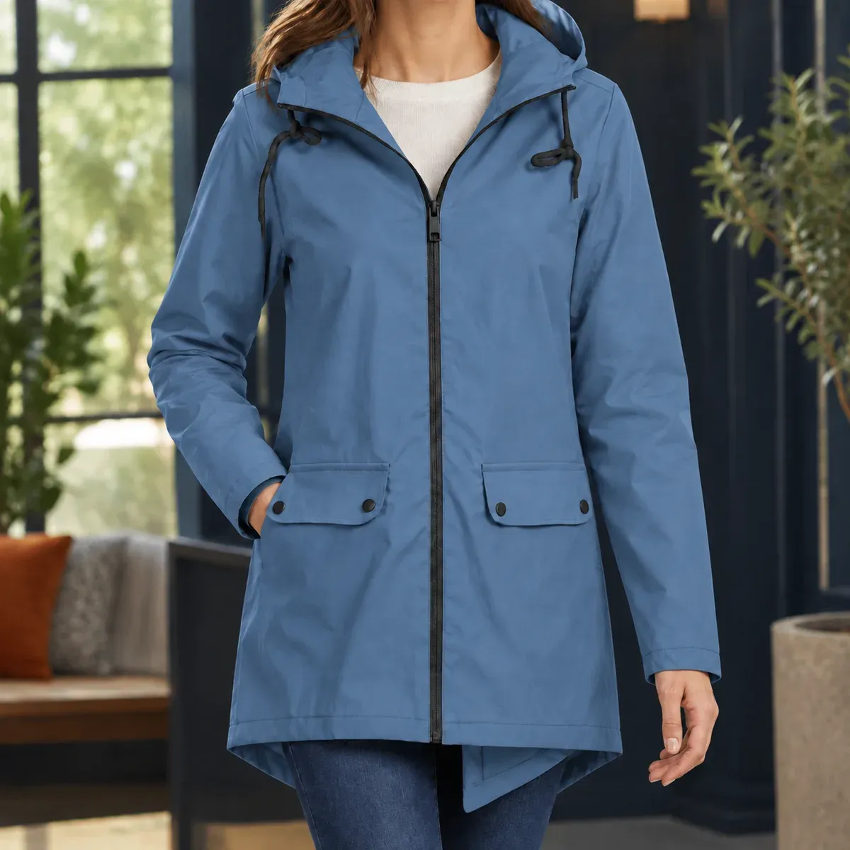 Morwenna Hooded Jacket in Blue