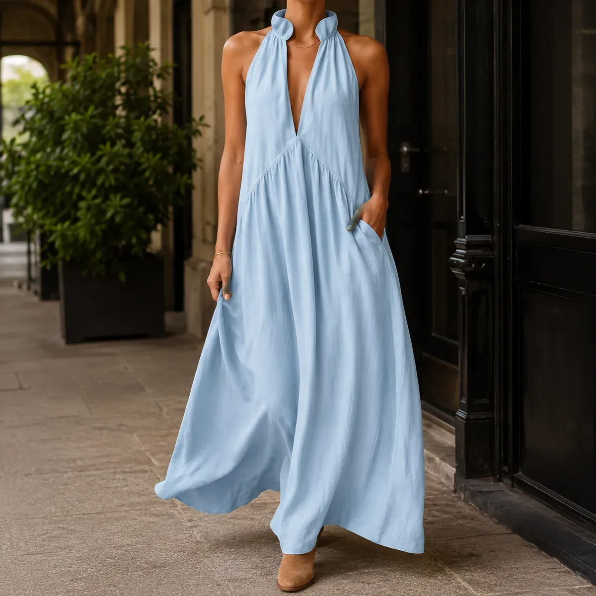 Maia Halter Maxi Dress — gallery photograph 1