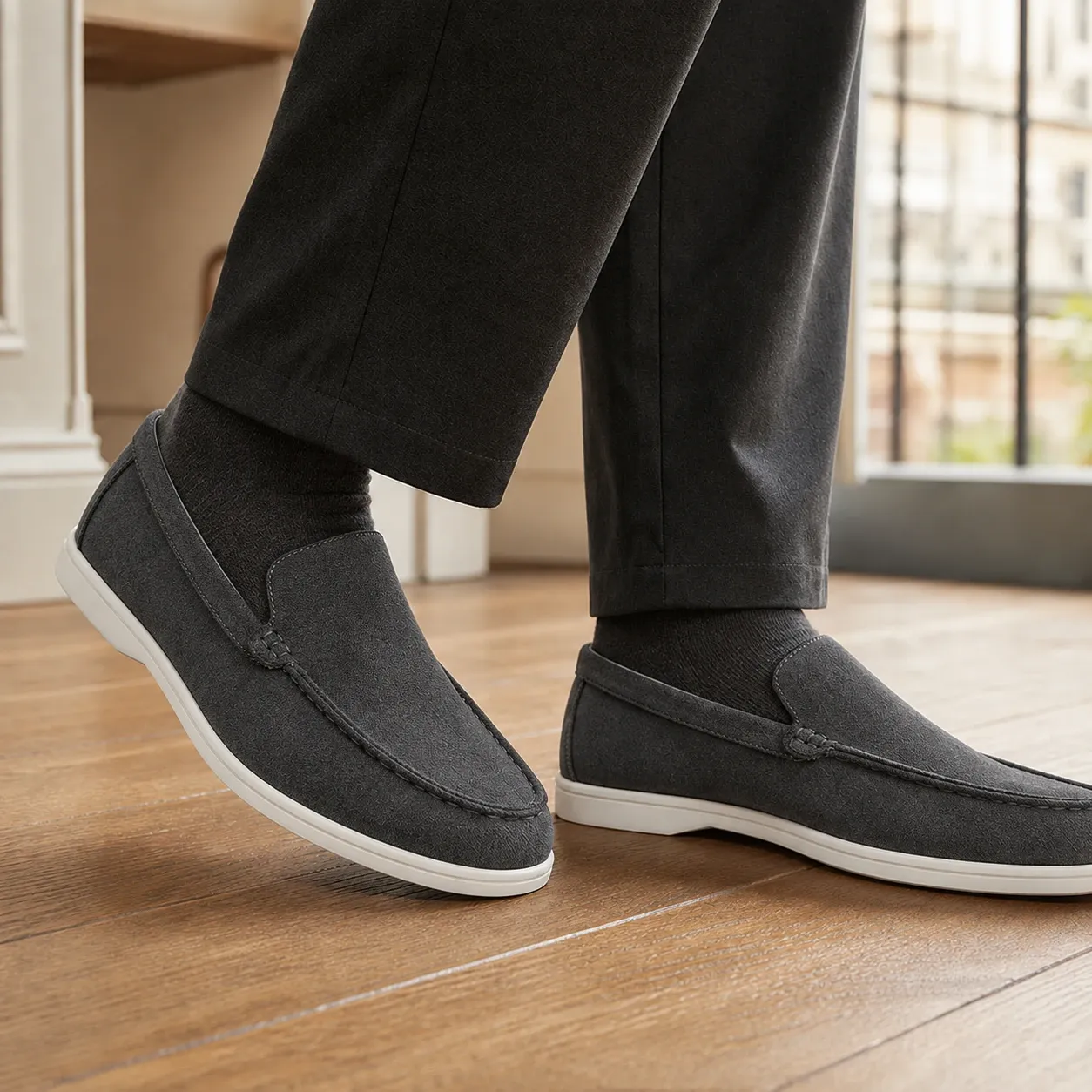 Spinola Suede Loafers in Dark Gray
