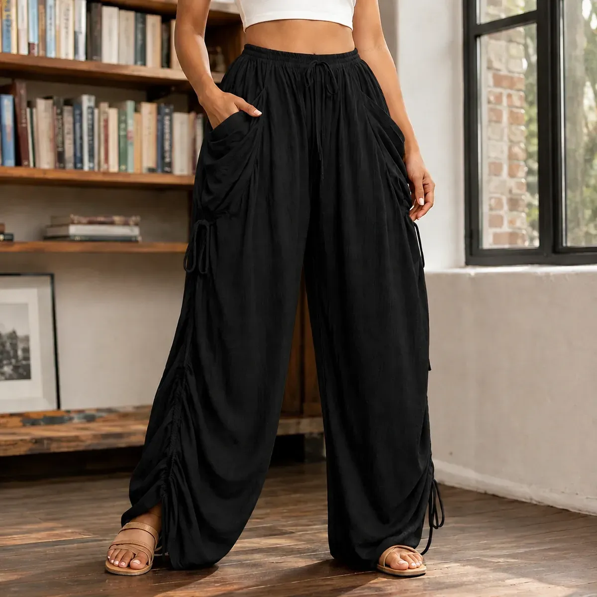 Caroline Ruched Harem Pants — gallery photograph 7