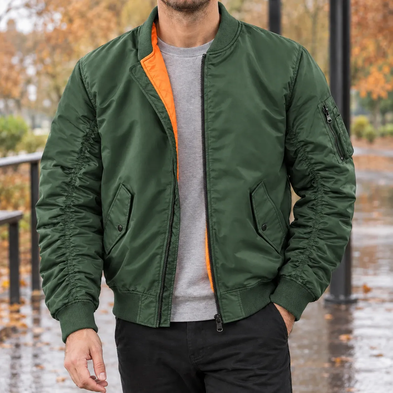Sterling Bomber Jacket in Military Green