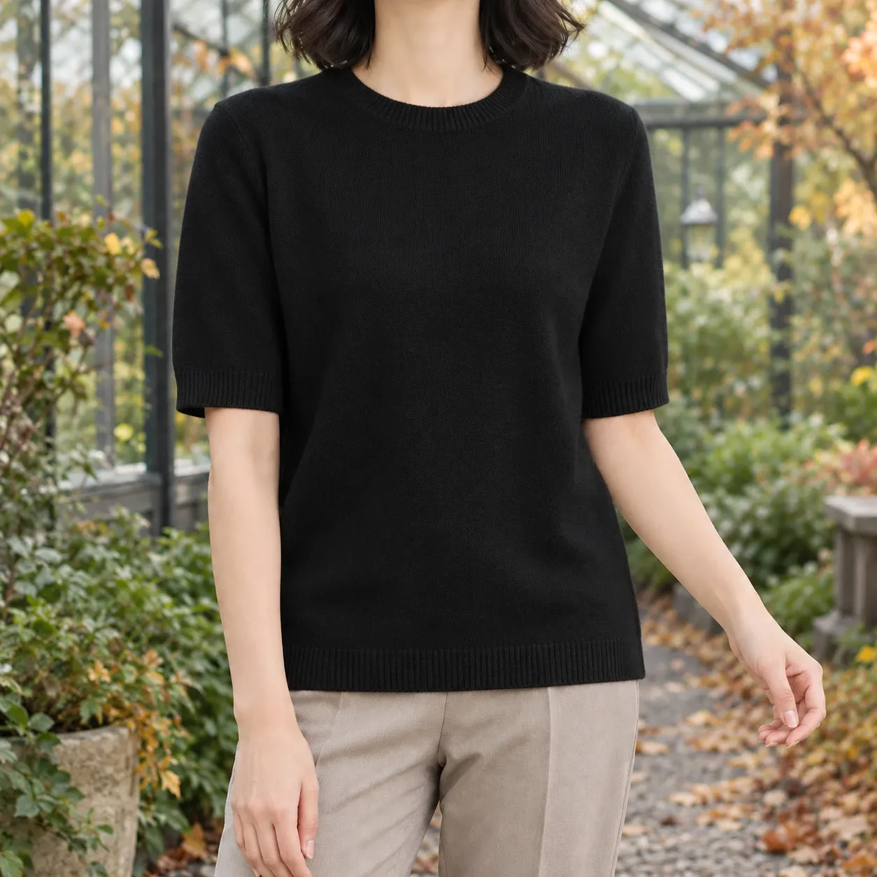 Valentina Crew Neck Sweater in Black