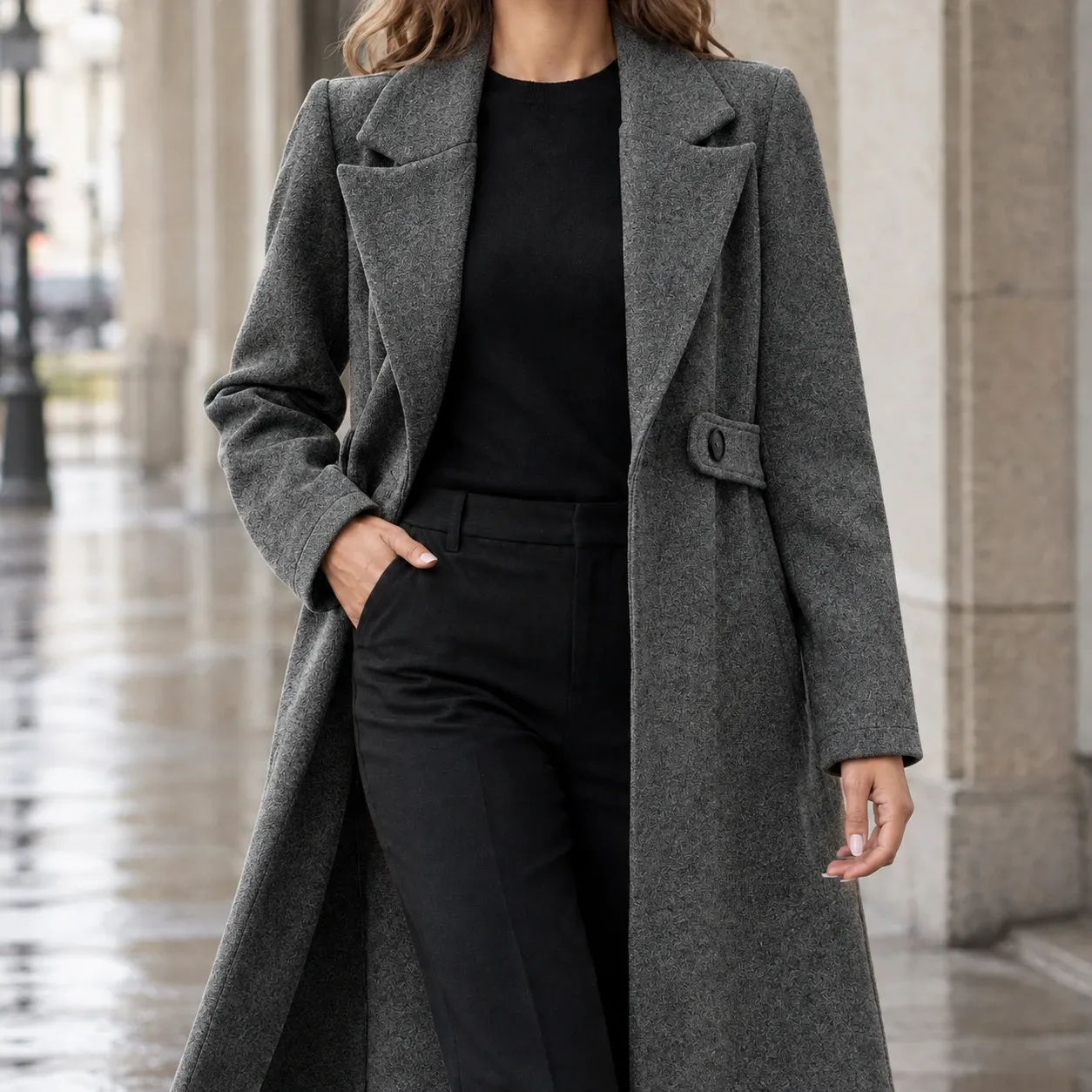Valencia Tailored Coat in Dark Gray